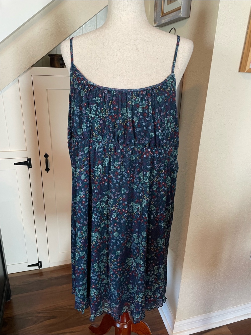 Target Take Pride Floral Mesh Slip Dress XXL Navy Blue Babydoll Mini NWT